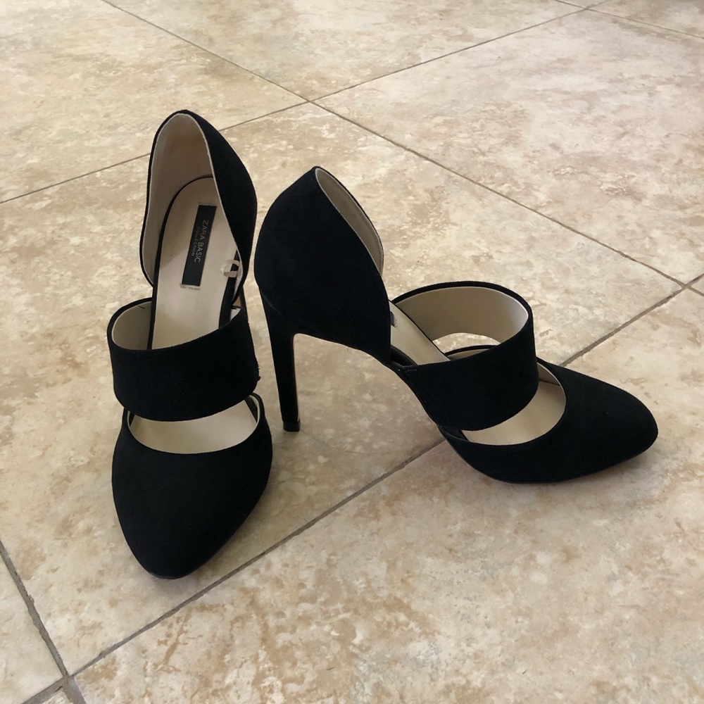 Zara Suede Black Heels